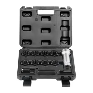 VEVOR 10-Piece Axle Spindle Thread Chaser Set, Metric M20 M22 M24 and UNF 13/16" 3/4" Thread Restorer Tool, Rethreading Tool Kit with Extension Bar, Hex Wrench, Storage Case, for Damaged Axle Spindles