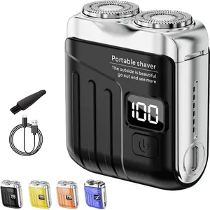 R19 Mini Electric Shaver Upgrade Version Magnetic Dual Blade Men's Razor, Compact Powerful USB Rechargeable Travel Shaver for Car Office Home Use, Portable Shaver