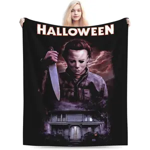 FJTP Horror Movie Halloween Throw Blanket Ultra-Soft Micro Skin-Friendly Fleece Blanket, Soft Cozy Blankets for Sofa Bedroom Chairs Dorm Couch Bed Living Room Gift for Young Adults Men Women Boy Girl