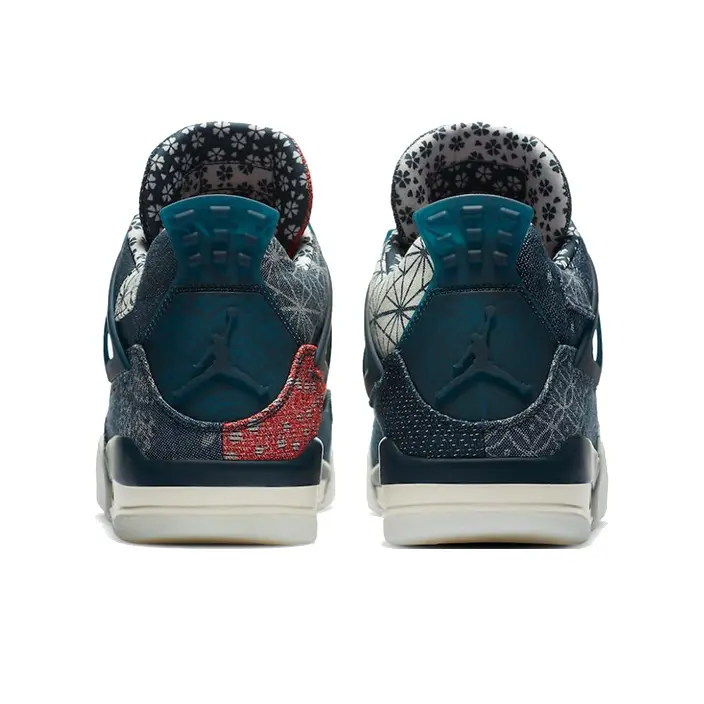 Dark printed woven denim mesh high-top retro basketball sneakers featuring scuff-proof dual-tone off-white dark navy layered rubber outsoles, tear-resistant sweat-wicking soft perforated printed denim mesh construction