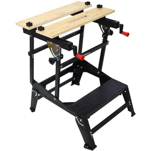 Hdmw Multifunctional Workbench, Portable Foldable Workbench, Holds Up to 550 Pounds, with Adjustable Jaws, Vertical Clamping and Four Adjustable Rotating Pins, Suitable for DIY, Woodworking