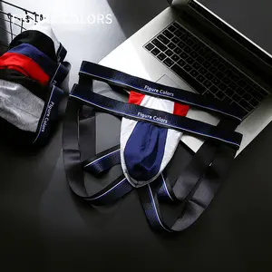 Men's Low-Rise Sexy Underwear Pure Temptation Style, Super Hot Design High-End Ins Popular Color Block fashionable brief t-back thong bikini Menswear Socks jock  strap  band