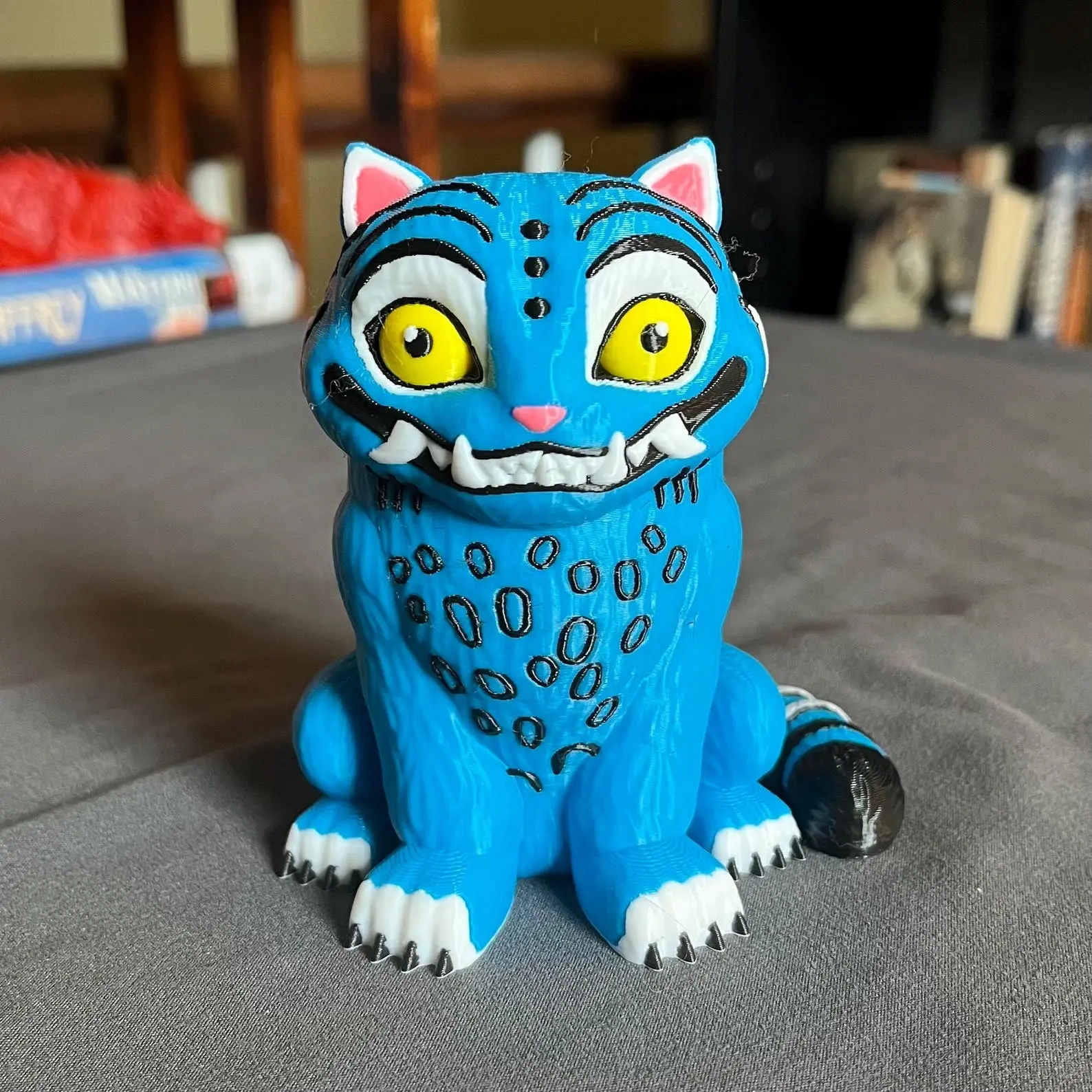 Derpy Blue Tiger Bookshelf Decor - Supernatural Tiger Book Figure - 3D Printed Decor