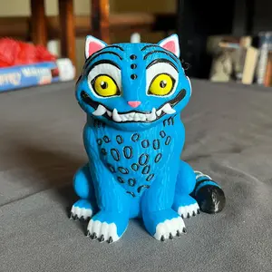 Derpy Blue Tiger Bookshelf Decor - Supernatural Tiger Book Figure - 3D Printed Decor