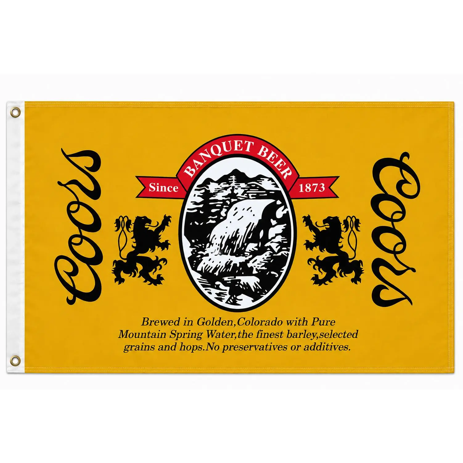 Coors Vintage 3x5 Ft Flag - Golden Colorado Mountain Spring Water Brewery Banner, Retro Rustic Wall Decor for Garage, Bar, Rustic Gift for Beer Lovers, Vintage Americana Collectors