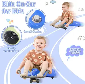 Kids Wiggle Car Ride-On Toy, Flying Turtle Sit Skate, No Motor or Batteries, Self-Propelled Zigzag Motion, Promotes Balance & Active Play, Indoor Outdoor Ride for Toddlers & Kids
