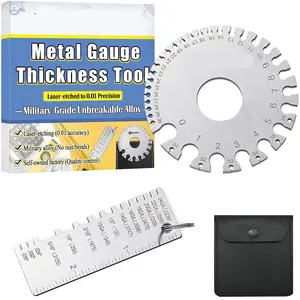 Wire Gauge Measuring Tool (2 Pcs) - Round Dual Sided Metal Sheet Gage & Metal Sheet Thickness Gauge, Stainless Sheet Wire Size Chart & Welding Measurement Tool