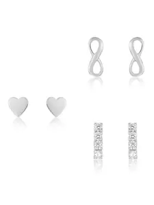 Sterling Silver Heart & Infinity Earring Set of 3