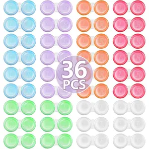 36 Pack Contact Lens Cases Bulk, Transparent Cute Contact Lens Case for Home & Travel, 6 Color