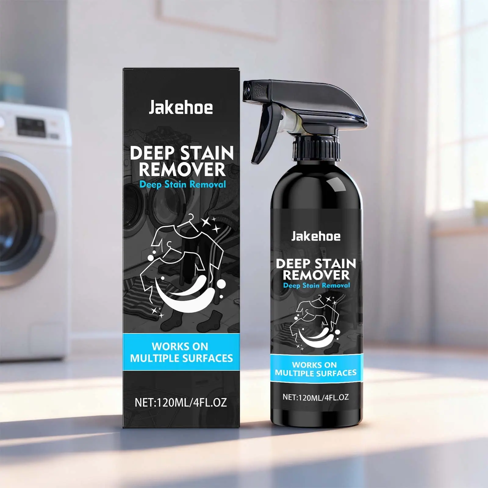 Jakehoe Stain Remover for Clothes, Liquid Formulation, Multi-Fabric Cleaning Agent, Detergent for Household Use, Effective Against Surface Oil and Dirt, Effective Stain Removal, Spot Stain Eliminator, Multipurpose Cleaner, Cleaning Products