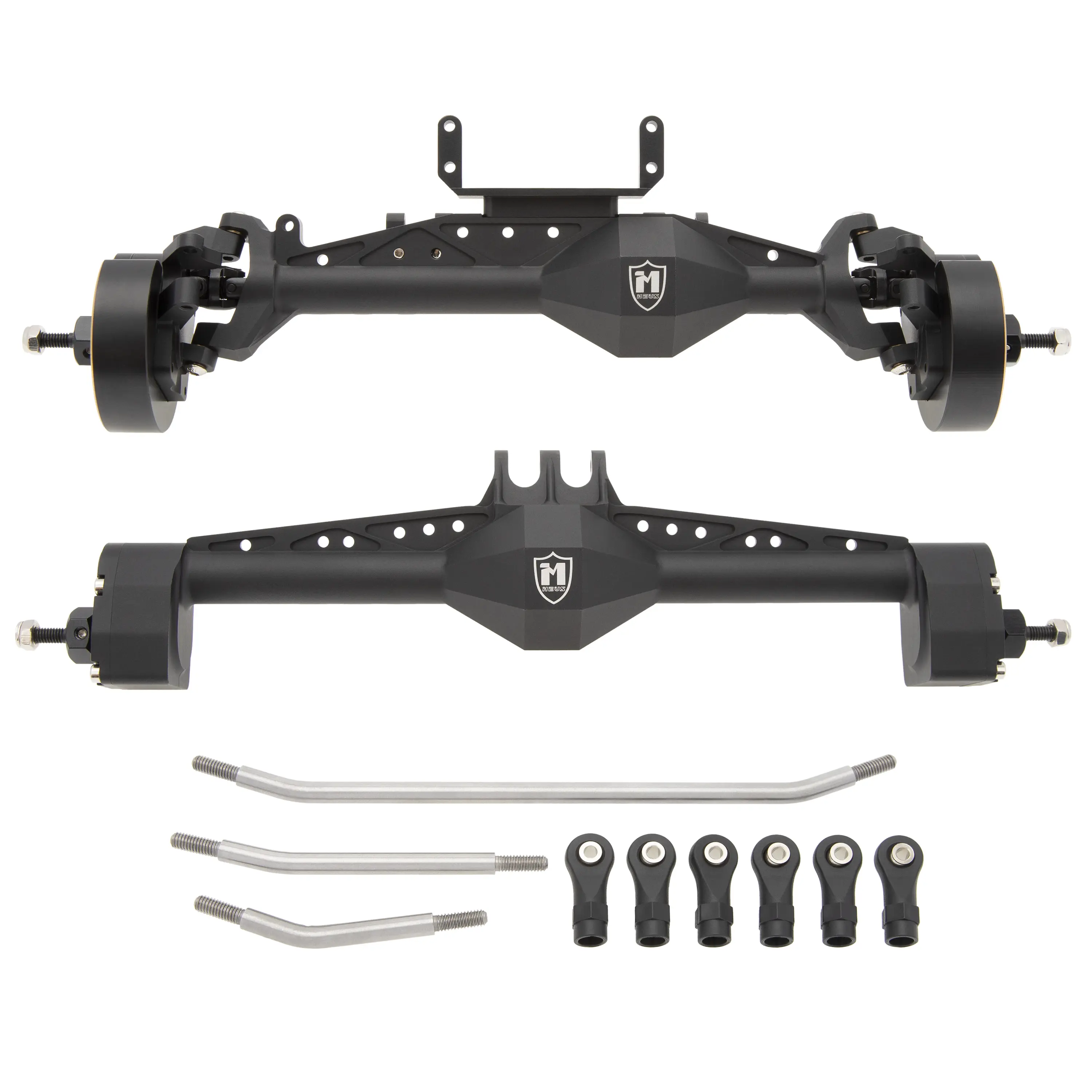 MEUS RACING 1.9 Portal Axles Kit - Isokinetic 3-Section CVDs, Ackerman Steering Structure, Aluminum Alloy Gears, 40cr 6mm Output Shafts, Steering Links, Front & Rear DIY Upgrades for Axial Capra 4X4, SCX10 & SCX10 II RC Toy Accessories (Standard-Black), D