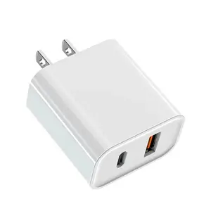 Pd20w Dual Port Charger Adapter, Pd Wall Charger, Us Plug Fast Charging C+USB Ports, One-To-Two Splitter, PD Type-C Quick Charge for iPhone 11-16 Pro Max