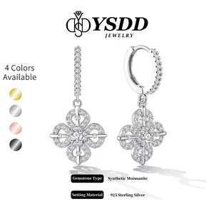 【#455 La Fleur】Full Moissanite Luxurious Dangling Flower Earring vvs Synthetic Moissanite Earrings in 925 Sterling Silver Elegant Design