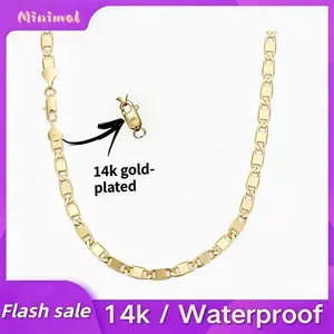 14K Gold-Plated Figaro Chain Necklace for Men – 6mm Wide, 20-24” Italian-Style Cuban Link, Tarnish-Free Nano Coating, Hip-Hop & Everyday Layering