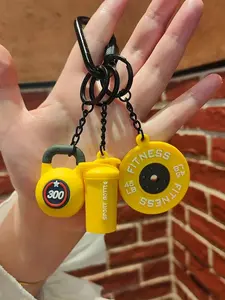 Sports Fitness Series Pendants, Equipped With Mini Dumbbells, Kettlebells, And Barbell Plate Charms, Suitable For Hanging On Bags Or Keychains, Detachable Diy Packaging Accessories, Suitable For Sports And Fitness And An Ideal Gift For Fitness Enthusiasts