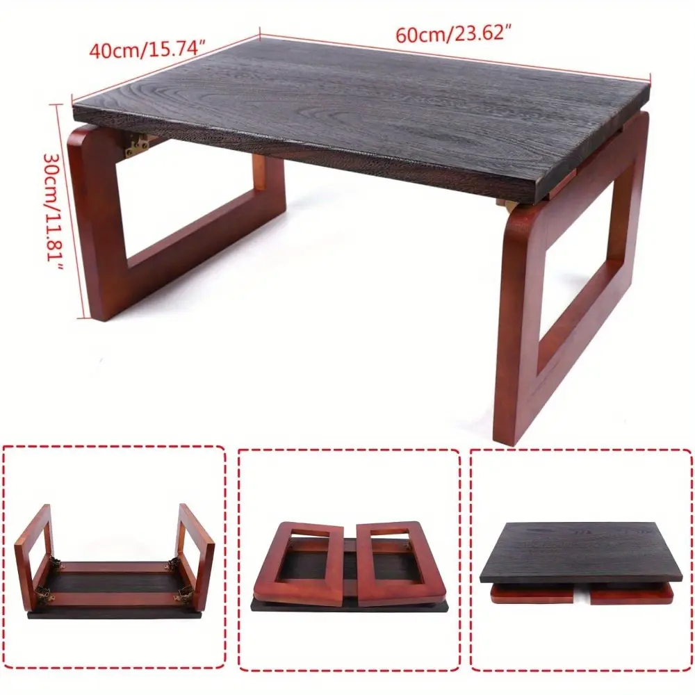 Foldable Coffee Table Portable Low Picnic Table Wooden Folding Tea Snack Breakfast Serving Table on Bed Collapsable Small Coffee Tabes