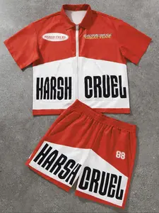 Men’s Streetwear Set  Bold Graphic Black White Outfit | Loose Fit Summer Two-Piece | Urban OOTD Fit