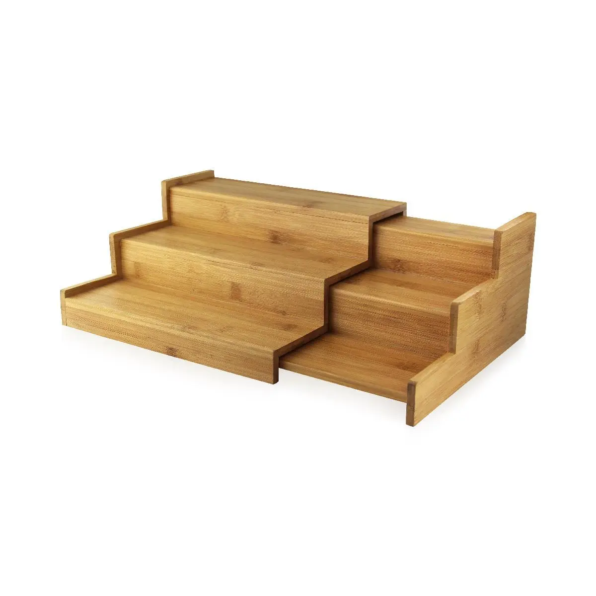 Packnwood 210BSLIDE1 Natural Bamboo Tray - 3 Level Sliding, 9" x 4.75", Environmentally Sustainable, Functional Kitchenware Tableware Organizer