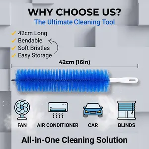 Flexible Bendable Fan Cleaner Duster, Reusable Washable Brush for Cleaning Hard-to-Reach Ceiling Fans, Air Vents, Blinds & Car Vents