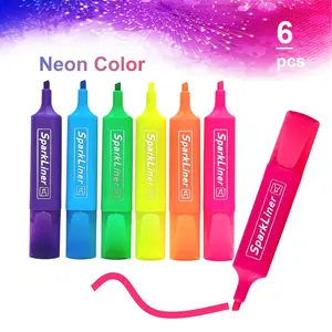 Colorful Neon Highlighter Pen, 6 Counts/set Quick-dry Water-based Ink Highlighter Pen, Arts & Crafts Supplies for Students School Dormitory Home