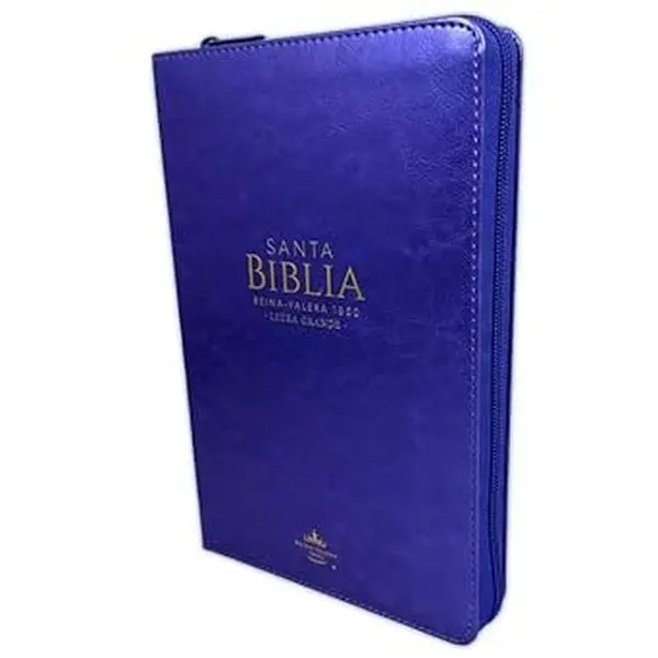 Biblia RVR 1960 Letra Grande Manual Símil Piel Lila con Índice zipper