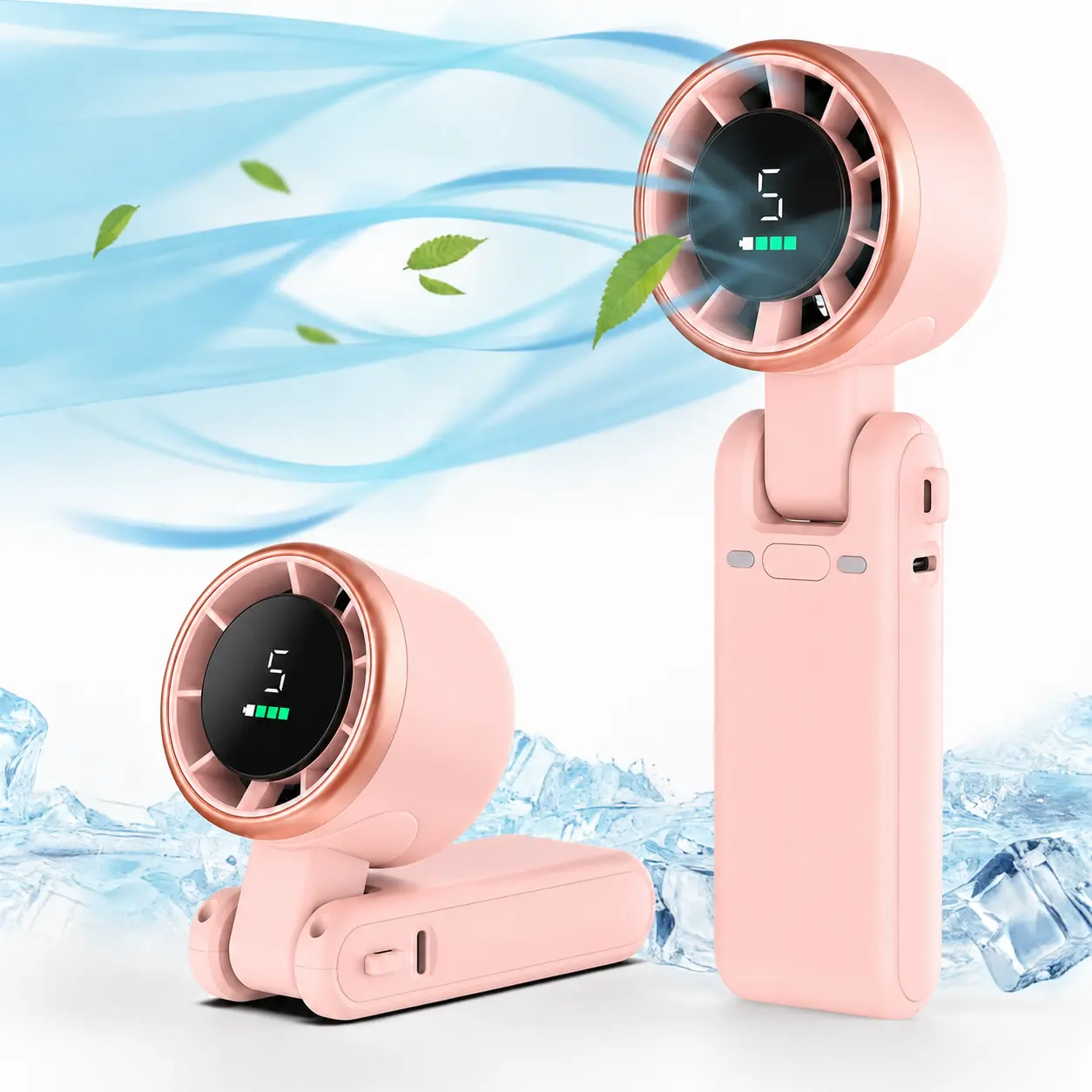 VIRAL SUMMER MUST-HAVE!Turbo Handheld Fan | 5 Speeds | LED Display | Portable Folding Fan Personal Pocket Fan 3-in-1 Foldable Fan for Travel, Camping, Outdoor | Beat the Heat NOW!