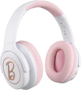 eKids Barbie Wireless Headphones with Microphone, Bluetooth Headphones Include Aux Cord, Earphones for School, Home, or Travel