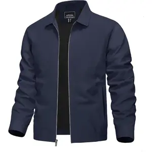 TACVASEN Mens Lightweight Windbreaker Full Zip Up Laydown Collar Jackets Light Casual Coat with Zip Pockets