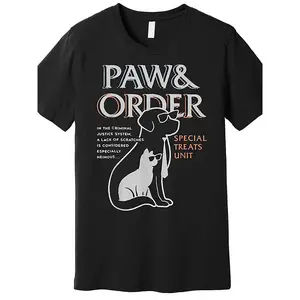 Men's Funny Graphic T-shirt, Paw And Order Special Training Dog And Cat Feline Unit Pets Premium T-Shirt