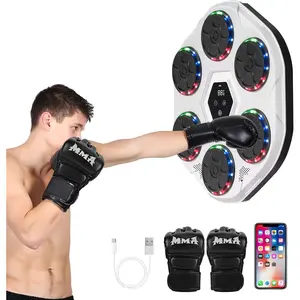 Music Boxing Machine, Wall-Mounted  Punch Trainer with LED Lights, 9 Rhythm Modes & 9 Speeds, Interactive Reflex Boxing Pad for  Gym, Adults &  Fitness
