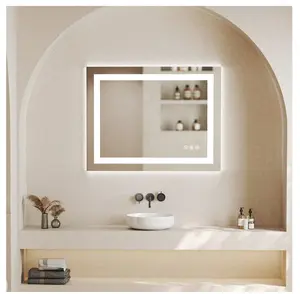 20"x 28" LED Bathroom Mirror with Anti-Fog and Backlit Memory Function Tempered Glass