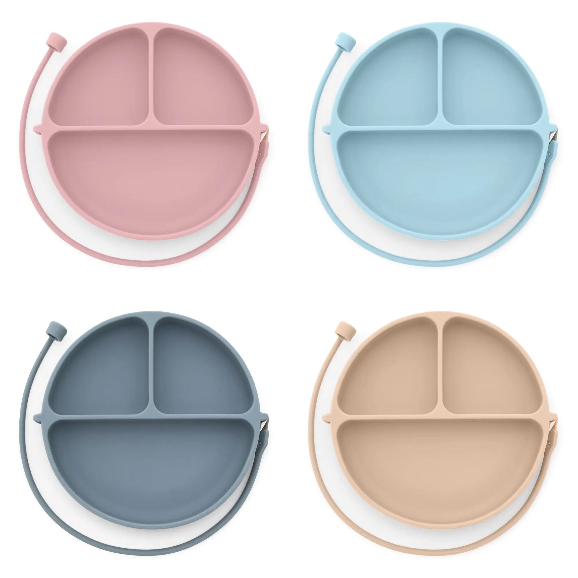 DropLess Plate Premium Food Grade Silicone Suction Plate with Utensil Attachment BPA Free Dishwasher Microwave Safe for Self Feeding Kids Pale Mauve Shifting Sand Starlight Blue Tradewinds