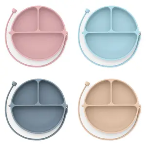 DropLess Plate Premium Food Grade Silicone Suction Plate with Utensil Attachment BPA Free Dishwasher Microwave Safe for Self Feeding Kids Pale Mauve Shifting Sand Starlight Blue Tradewinds