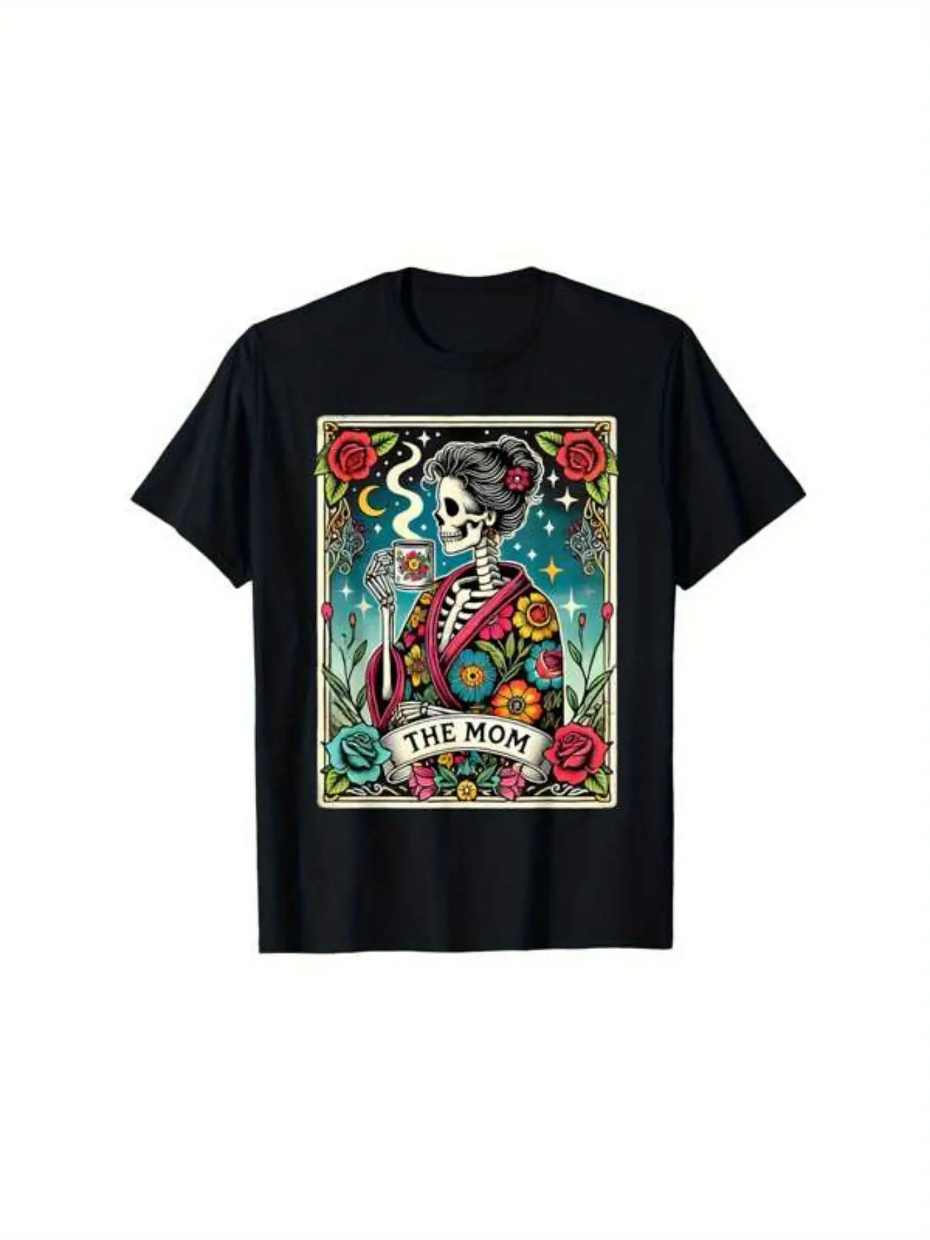 Men's Gothic Mexican Calavera Catrina T-Shirt - Wh unisex soft cotton short sleeve t shirt, vintage graphic casual tee for men women teens, perfect birthday holiday gift for camping travel gym daily street  wear