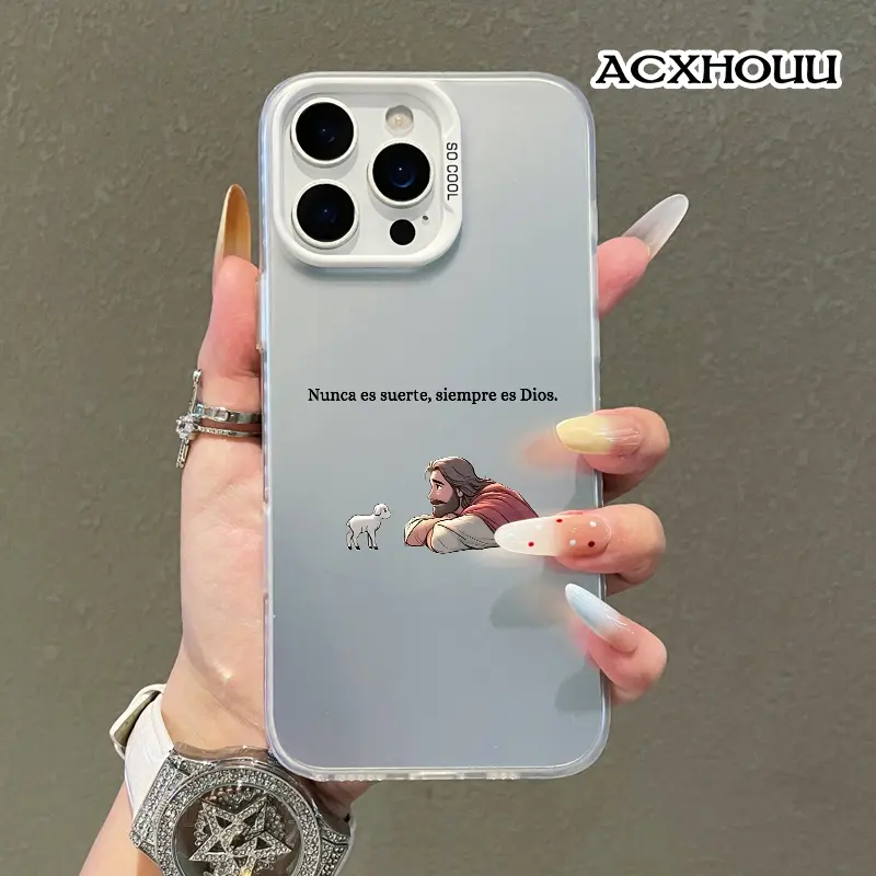 Softcase for iPhone 17 16 E Pro Max 15 Plus 14 13 12 11 XS XR Spanish Christian Providence Art Coquette Pastel Design Shockproof Lightweight Protective Case