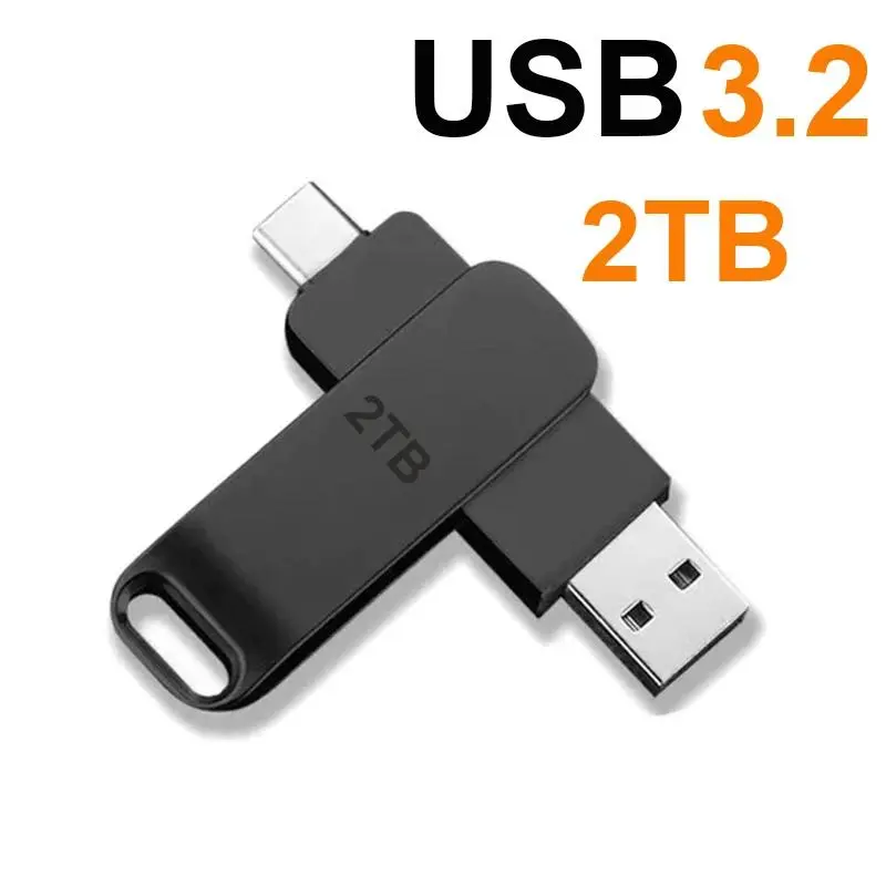 16TB USB 3.2 Flash Drive 520MB/s High Speed 2in1 TypeC OTG Pen Drive Waterproof Large Storage for Phone Computer PC Data Storage