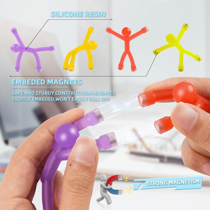 10Pcs Colorful Magnetic Humanoids for Kids .Flexible Fridge Magnets & Fidget Toys, CreativeMagnetic Characters, Suitable for FunDecorations on Refrigerators, Whiteboards orOffices
