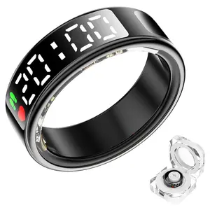 LED Display Screen Smart Ring for Heart Rate Oxygen Sleep Monitoring Multi Sports Modes Waterproof Bluetooth Women Healthy Rings Smart Sleep and Fitness Ring