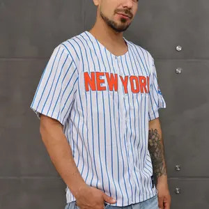 Blue & White Pinstripe #12 Baseball Jersey – Premium Fan Edition | New York-Inspired Streetwear Unisex