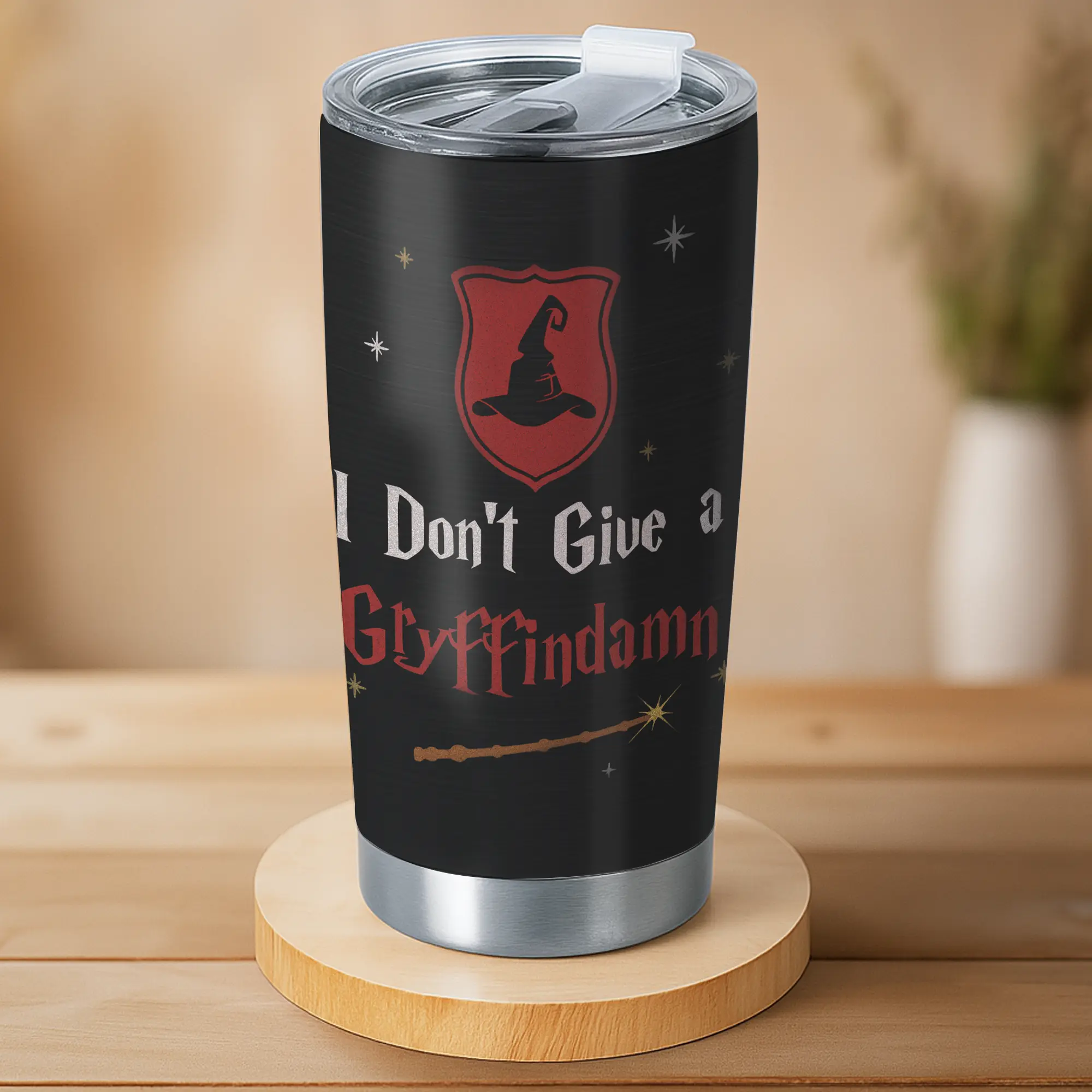 304 Stainless Steel Leak-Proof Lid Vacuum Flask Mug - 20oz Single Mug, 500-1000ml Portable Tumbler with Hogwarts House Printed Phrases (I Don’t Give Ravencrap, Hufflefck, Gryffindmn, Slythersht), 0-6H Insulation, Magical Gift for Rebel Adults