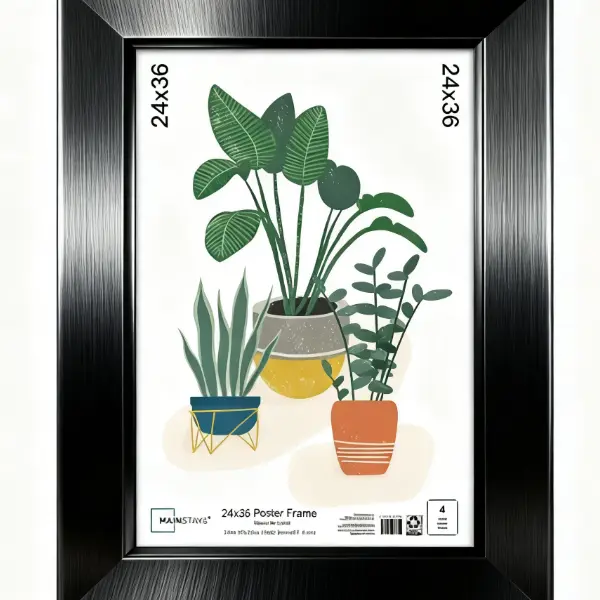 Mainstays 24x36 Basic Black Poster Frame - Lightweight Plastic Design for Home & Office - Easy to Use 4-Piece Frame - Suitable for Posters Art Prints & Photo Enlargements