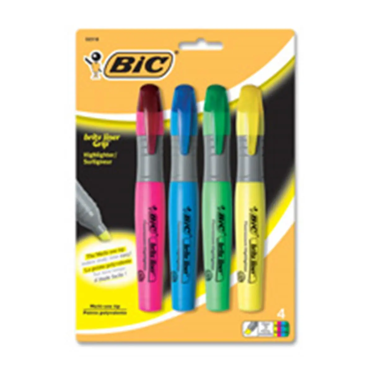 Bic Corporation BICBLMGP41ASST Brite Liner Highlighter- W-Rubber Grip- Chisel Tip- Assorted