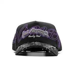Gorra Dandy Hats La Dandy Club Purple Storm - Black Cap with Purple Embroidery and Los Angeles Design