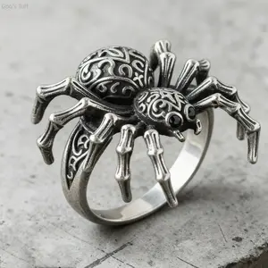 Women's Viral Spider-Shaped Eco Alloy Rings, Oversized Creative Exaggerated Lightweight Hand Jewelry, Punk Accessory for Halloween Parties & Daily Wear