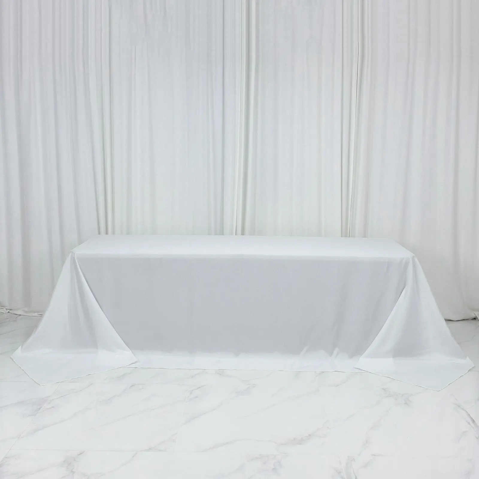 White Polyester Rectangle King Tablecloth - 108"x156" Extra-Wide, Wrinkle-Resistant Banquet Linen, Machine Washable for Restaurants, Thanksgiving, Birthday Celebrations & 8ft Tables