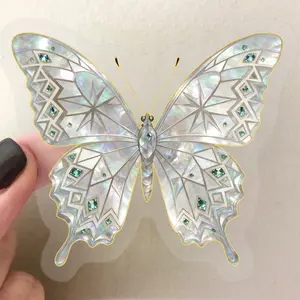 50 Cartoon Colorful Gemstone Butterfly Gold Stamping Stickers for Decorating Phone Cases DIY Journals Waterproof PET Stickers Cyberpunk Dreamcore