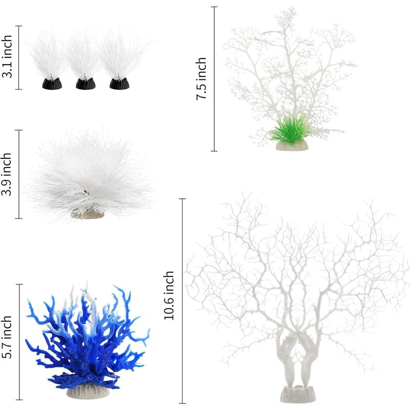 [Artificial Coral] 7 Pack White Realistic PVC Artificial Coral Reef | Vibrant Aquarium Plants, Detailed Texture, Marine Plant Ornament, Aquarium Landscape Decoration - Home Improvement.