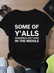 Plus Size - Women'S Plus Size Fashion Printed T-Shirt, Round Neck Casual Style, Lightweight and Breathable Loose T-Shirt, Suitable for Spring and Summer Wear