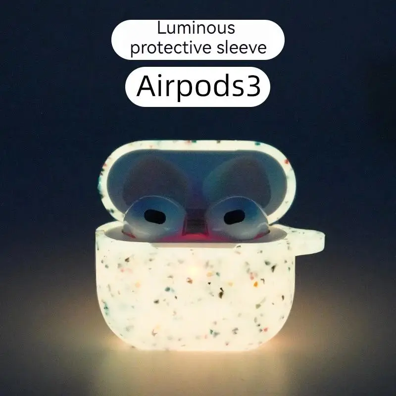 Luminous Silicone Soft Protective Sleeve Headphone Case with Keychain, Compatible with AirPods 1/2/3/Pro/Pro 2, Mobile Device Headphone Storage Phone Accessory