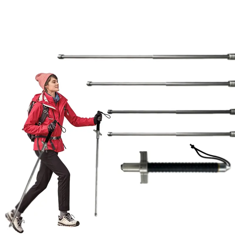 Retractable Stainless Steel Trekking Pole, 26-37 in Multifunctional Hiking Stick, Non-Slip for Complex Outdoor Scenes, Easy-Storage Telescopic Design for Camping & Hiking